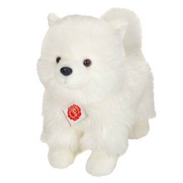 Faire-Teddy Hermann White Spitz Plush Puppy, Standing 35 cm -  stuffed toy by Teddy Hermann